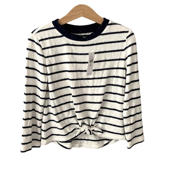 Gap NEW Tie Front Knit Sweater - Navy White Stripes - XS 4-5 - Picture 1 of 8
